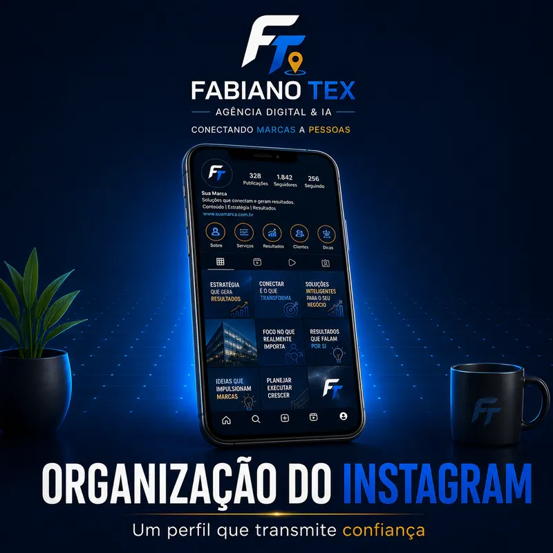 Perfil de Instagram organizado em um celular
